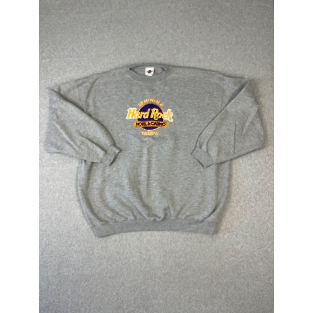 Vintage Hard Rock Cafe Sweatshirt Mens 2XL Gray Seminole Hotel & Casino Tampa FL